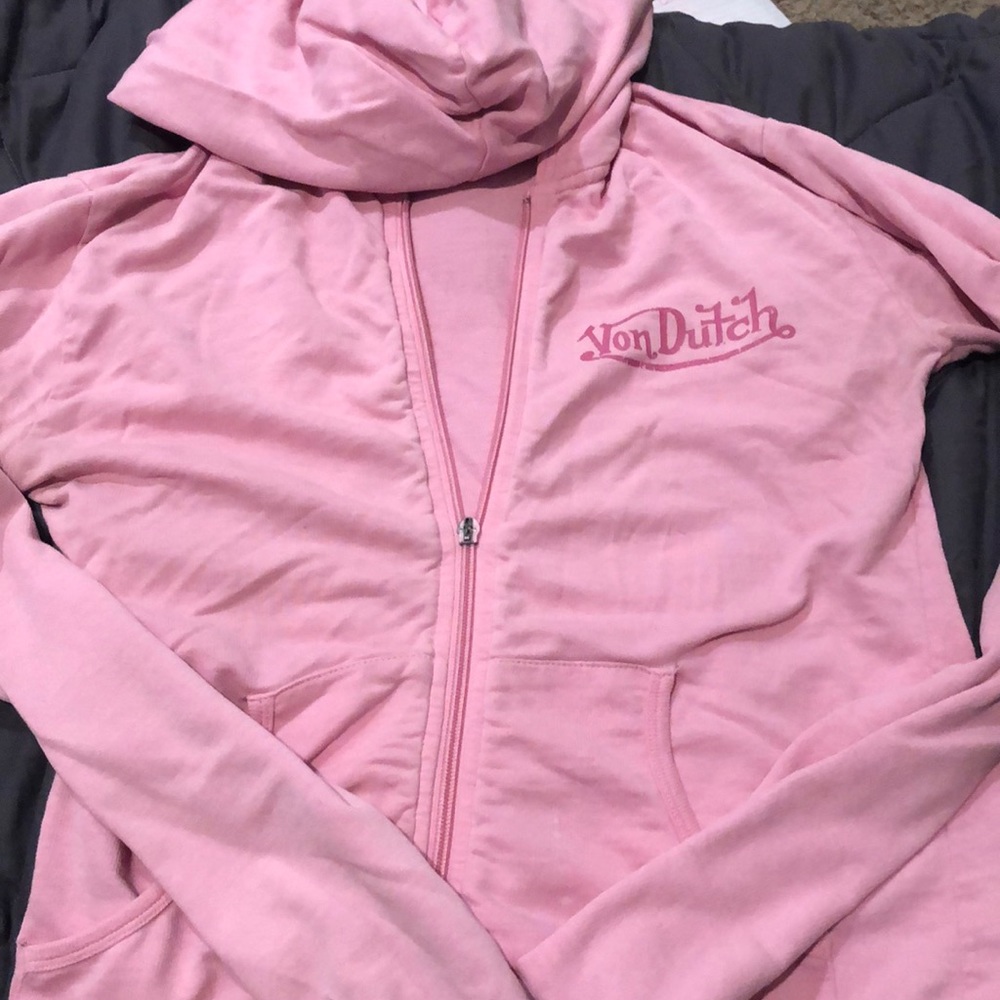 pink y2k von dutch zip up